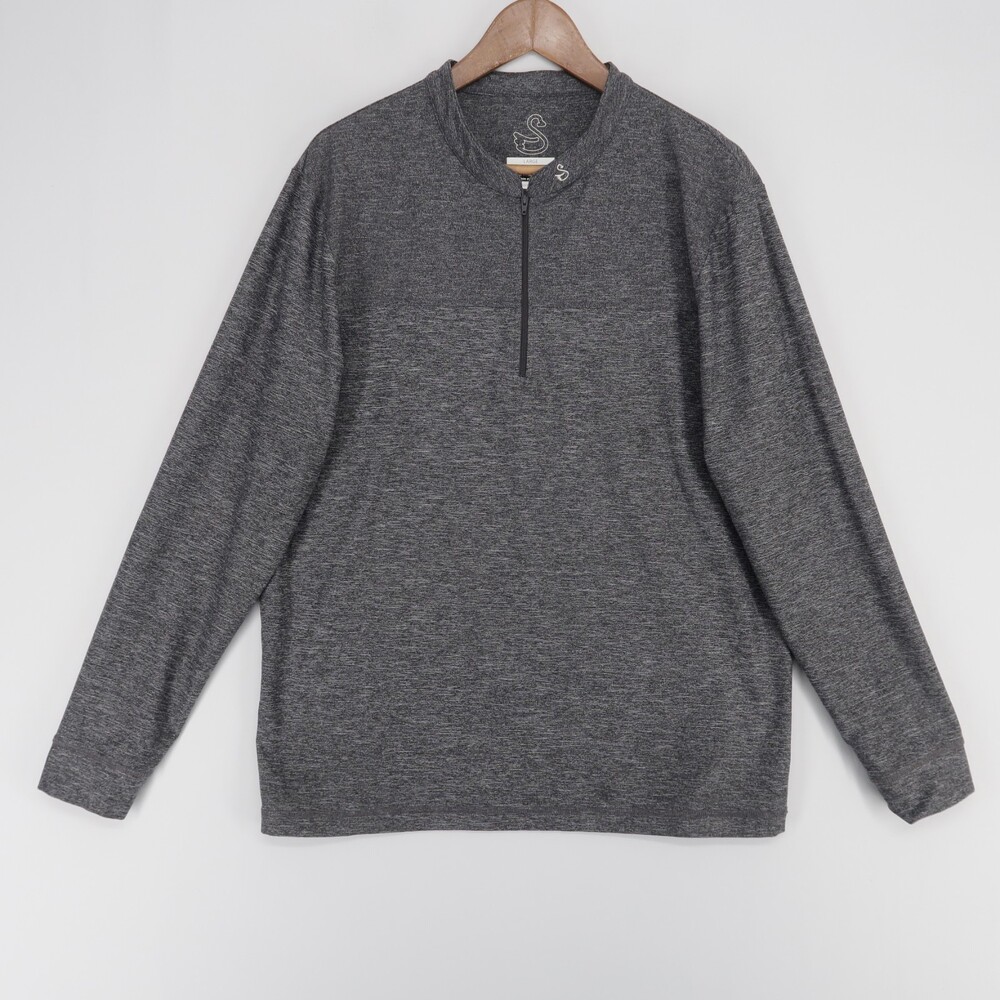 Swannies Pullover Mens L Gray Heather Quarter Zip Golf Performance
